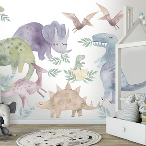 Big Dinosaur Wallsticker Set for kids, Watercolor Dinosaur Sticker Set, Aquarell, Wall Decal, nursery, Peel and stick