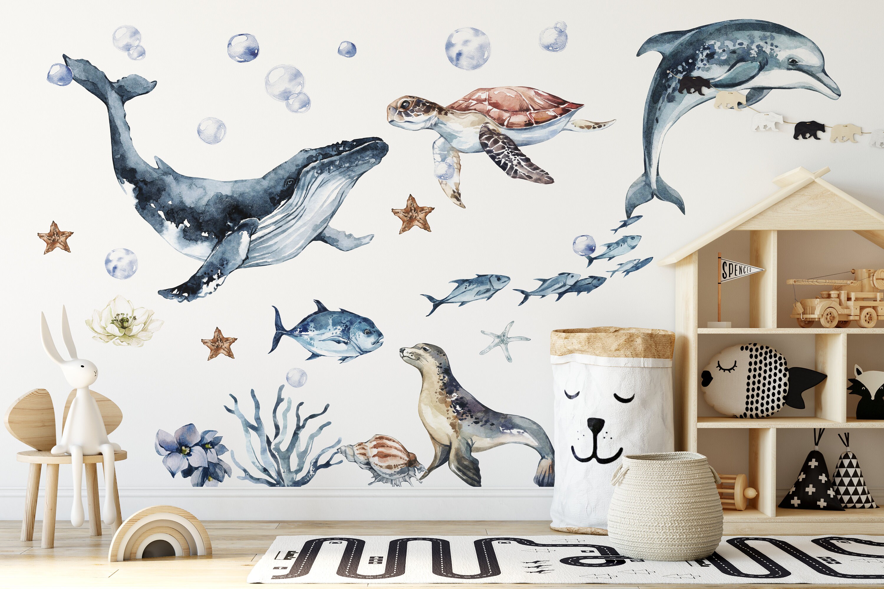 Ocean Animals Wall Decal for Kids and Nursery Sticker Set Etsy