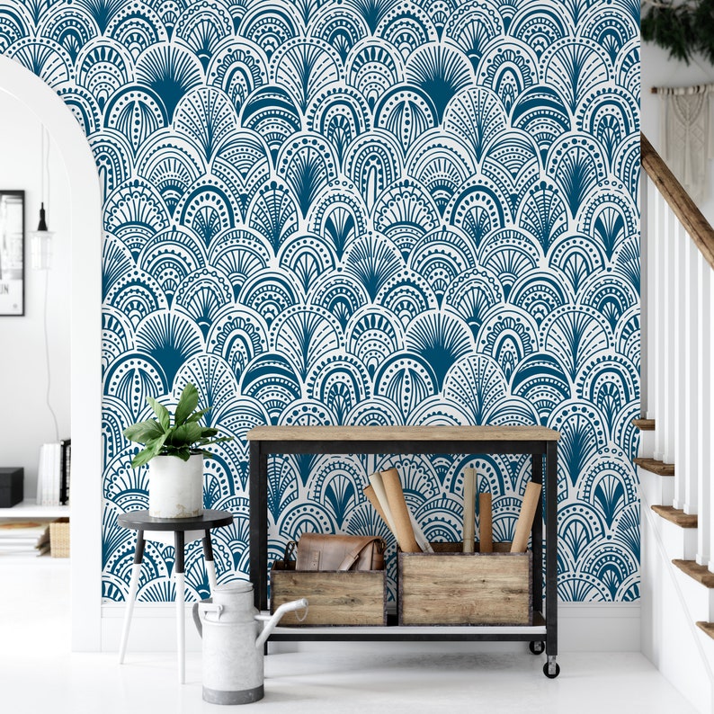 Classic Blue Pattern Wallpaper Removable and Self Adhesive Etsy