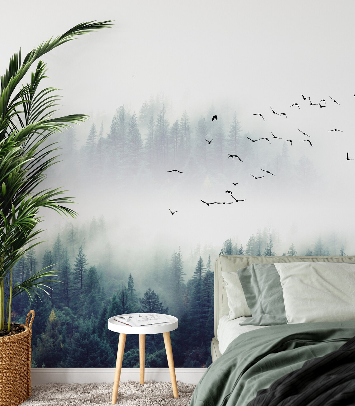 Green Forest Wallpaper Peel and Stick Removable Landscape - Etsy
