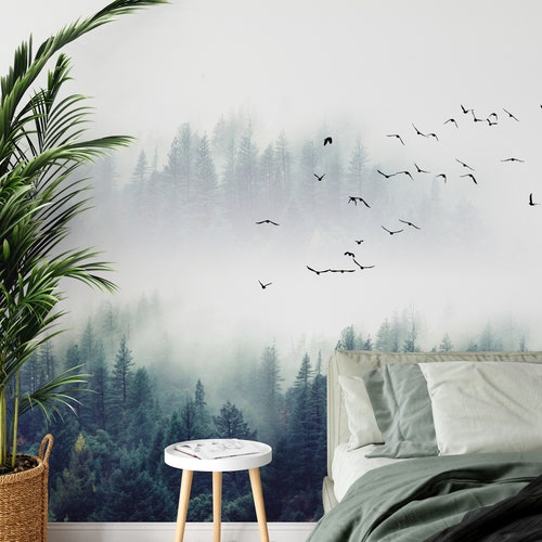 Removable Wallpaper Forest Wall Mural Peel and Stick Etsy