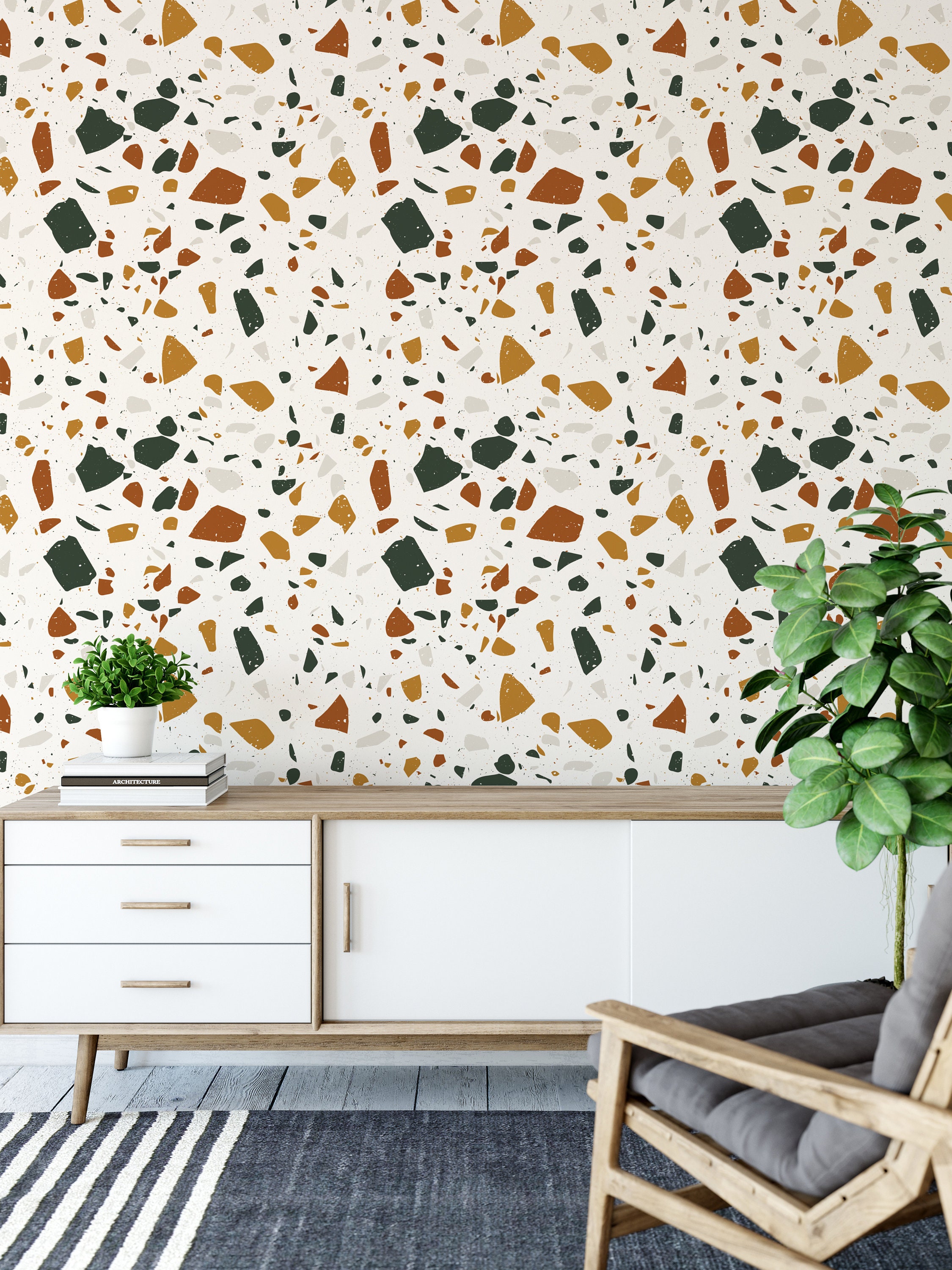 ferm LIVING Terrazzo Wallpaper Grey  Dotmaison