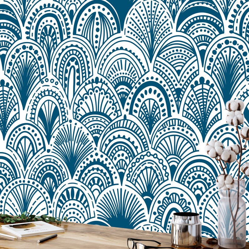 Classic Blue Pattern Wallpaper Removable and Self Adhesive Etsy