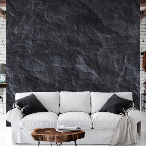 Black Marble Wallpaper Peel and Stick Slate Wallpaper Etsy