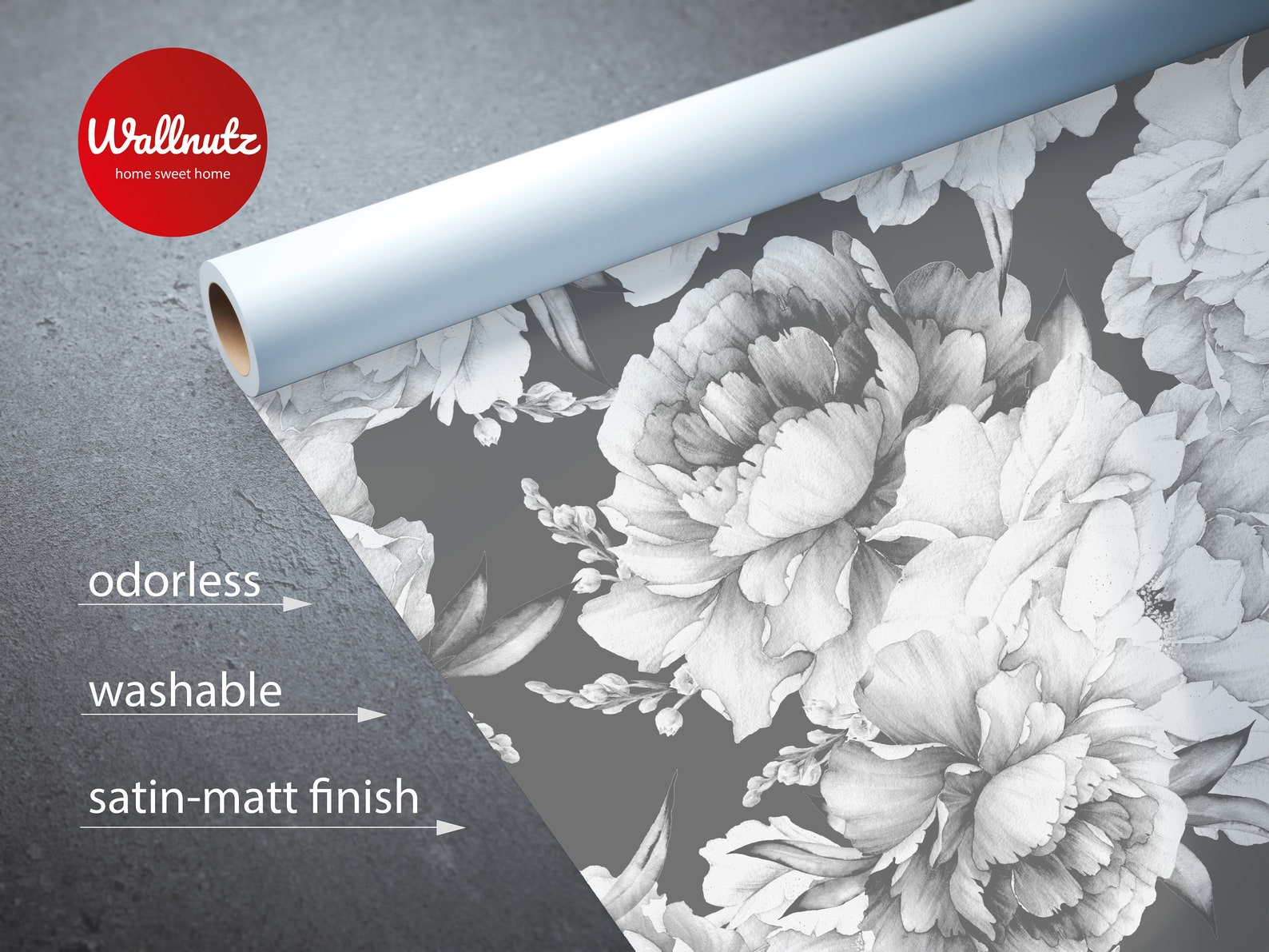 Peony Wallpaper in Black and White Watercolor Flowers - Etsy