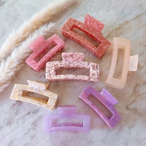 Clips de garra de pelo de acetato grandes para mujeres grandes, clips para cabello grueso, pinzas de pelo Geo rosa tortuga, regalo perfecto para ella, abrazadera de pinzas de pelo lindo