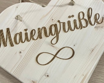 Maibaumherz Maiherz Hochzeitsschmuck 35cm Holzherz, Muttertag Geburtstagsgeschenk Geschenkidee Verlobung Hochzeit Hochzeitsdeko etc.