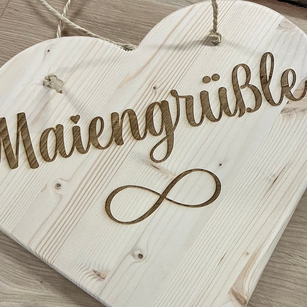 Maibaumherz Maiherz Hochzeitsschmuck 35cm Holzherz, Muttertag Geburtstagsgeschenk Geschenkidee Verlobung Hochzeit Hochzeitsdeko etc.