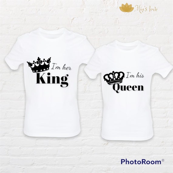 Personalized KING QUEEN, T-shirts for wedding couples,  gifts UNISEX, white and black.