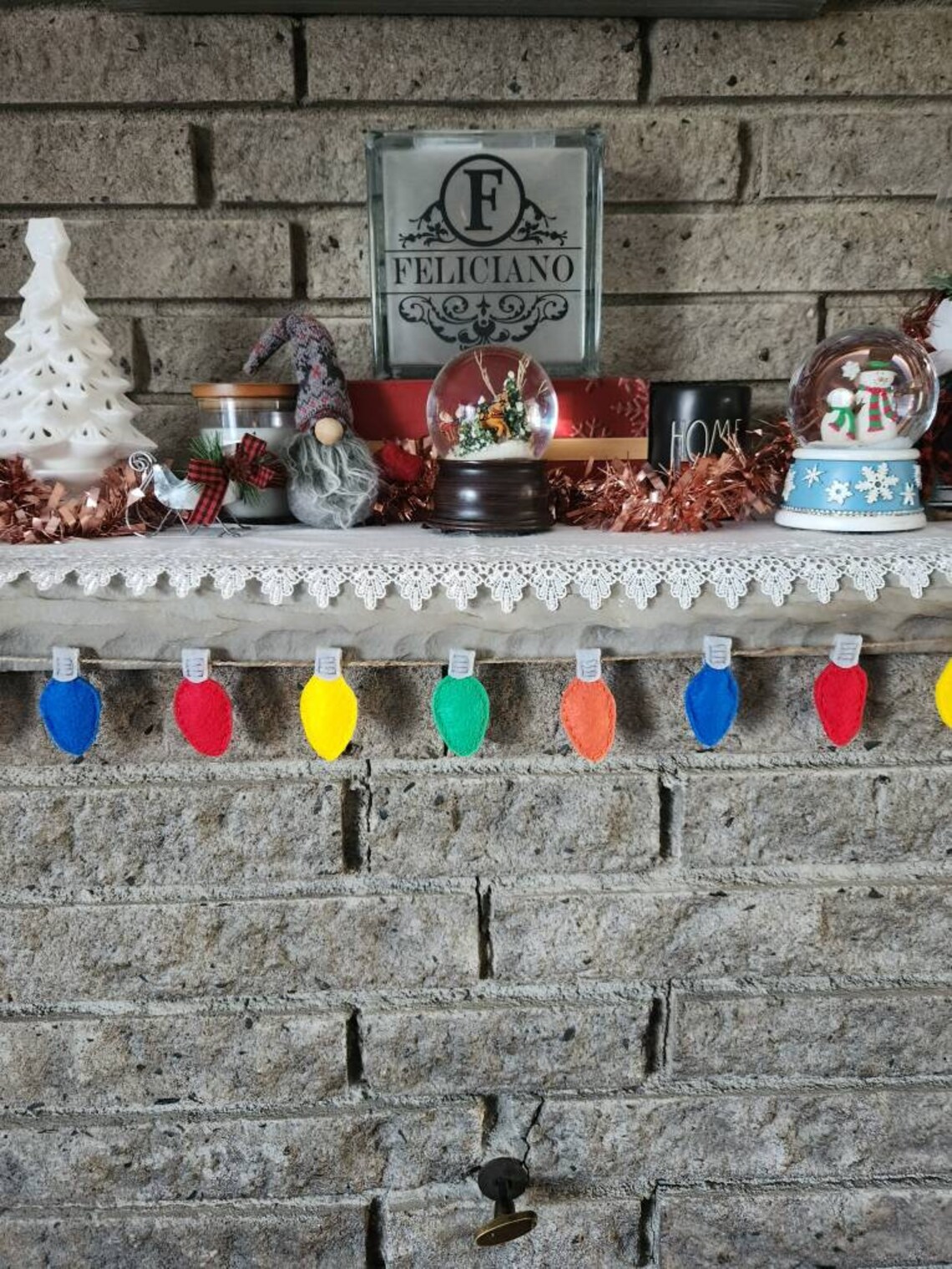Christmas Bulb Garland Felt Garland Christmas Felt Card Display