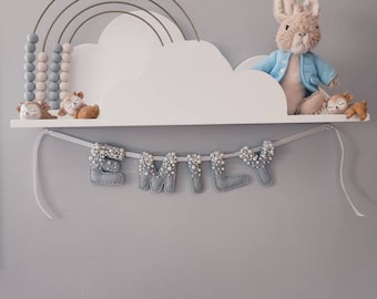 Pearl Felt Name Garland, Felt Letter Garland, Personalized Baby Name Garland. Name Banner. Felt Banner. Felt Name