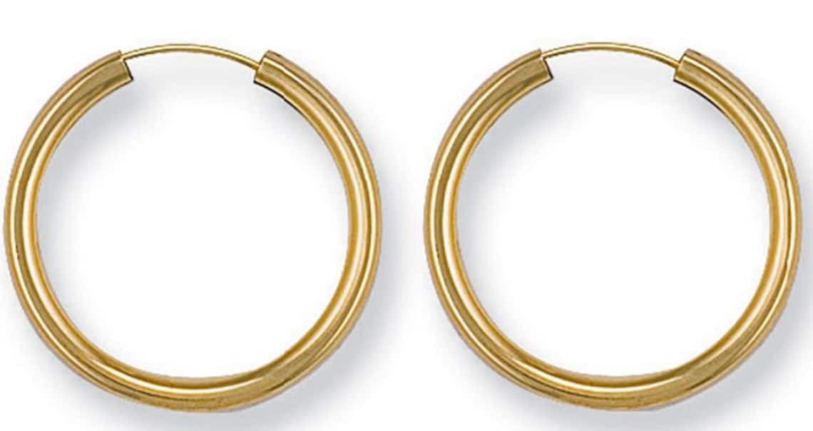 9ct Gold Hinged Sleeper Hoop Earrings 15 to 35 mm Etsy