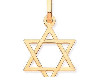 2D and High Polish Pendant FB Jewels 14K Yellow Gold Jewish Star Of David with Chai Long Life 2D and High Polish Pendant FB Jewels 14K Yellow Gold Jewish Star Of David with Chai Long Life