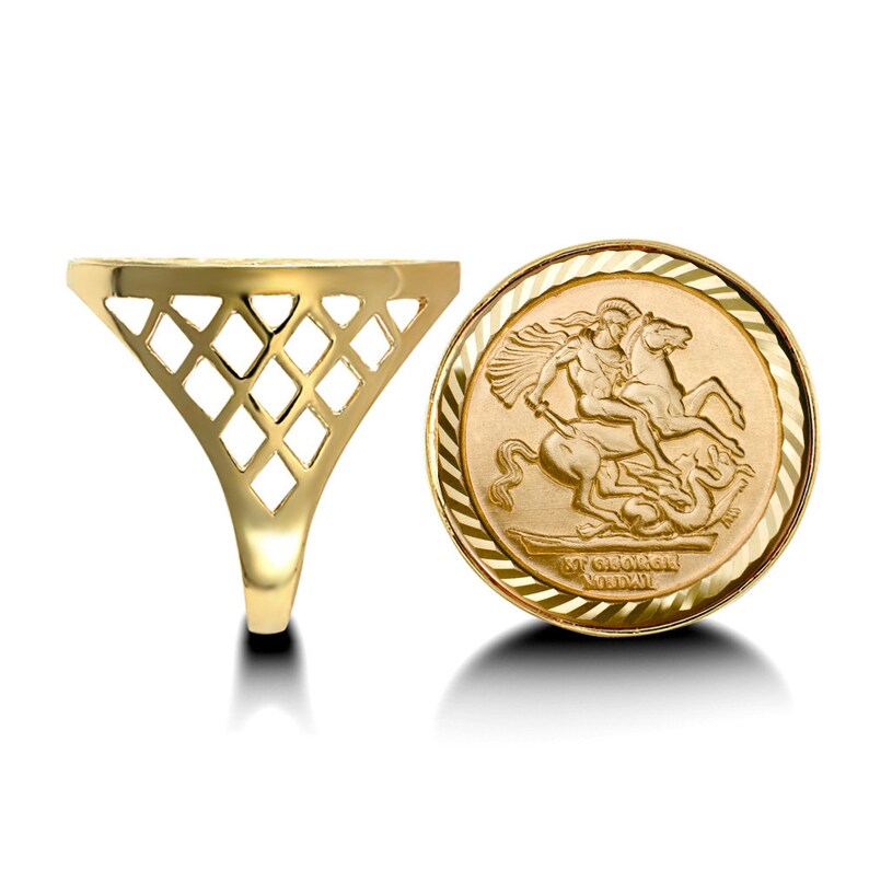 Z Free gift box *** BRAND NEW *** 9ct Yellow Gold Half St George Ring Hallmarked Size N