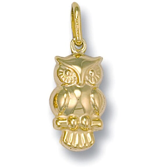 9ct Gold Owl Pendant - Etsy