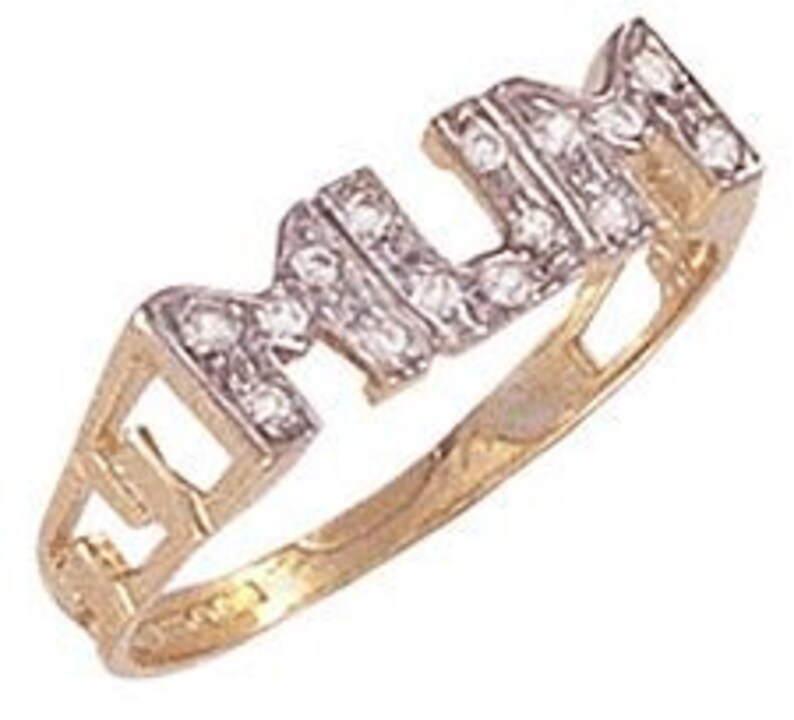 Z Free gift box *** BRAND NEW *** 9ct Yellow Gold Mum CZ Ring Hallmarked Size F