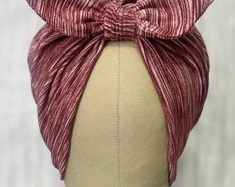 Rosie Riv Cranberry Spritz stretch scrub cap stretchy hat for long or short hair fashion turban rockabilly head wrap breast cancer alopecia