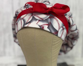Baseball euro style minimalist scrub cap with cord lock and cinch ties