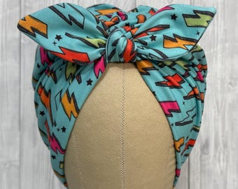 Rosie Riv She’s Lightening stretch scrub cap, stretchy scrub hat for long short or no  hair fashion turban rockabilly head wrap chemo cap