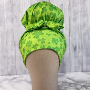 Lucky Hat stretch scrub cap, stretchy scrub hat for long or short hair high bun ponytail euro