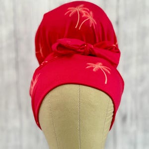 Let’s Be Fronds stretch scrub cap stretchy scrub hat for long or short hair high bun ponytail euro cap soft stretchy messy bun low bun