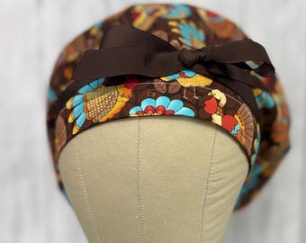 Turkey Day Euro style minimalist scrub cap with cord lock and cinch ties
