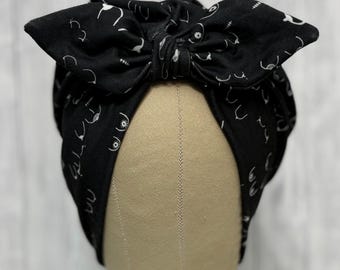 Rosie Riv Boob Crew stretch scrub cap, stretchy scrub hat  long short no hair fashion turban rockabilly head wrap chemo cap breast cancer
