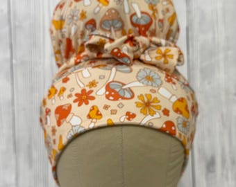 Morel of the Story stretch scrub cap stretchy scrub hat for long or short hair high bun ponytail messy bun euro cap