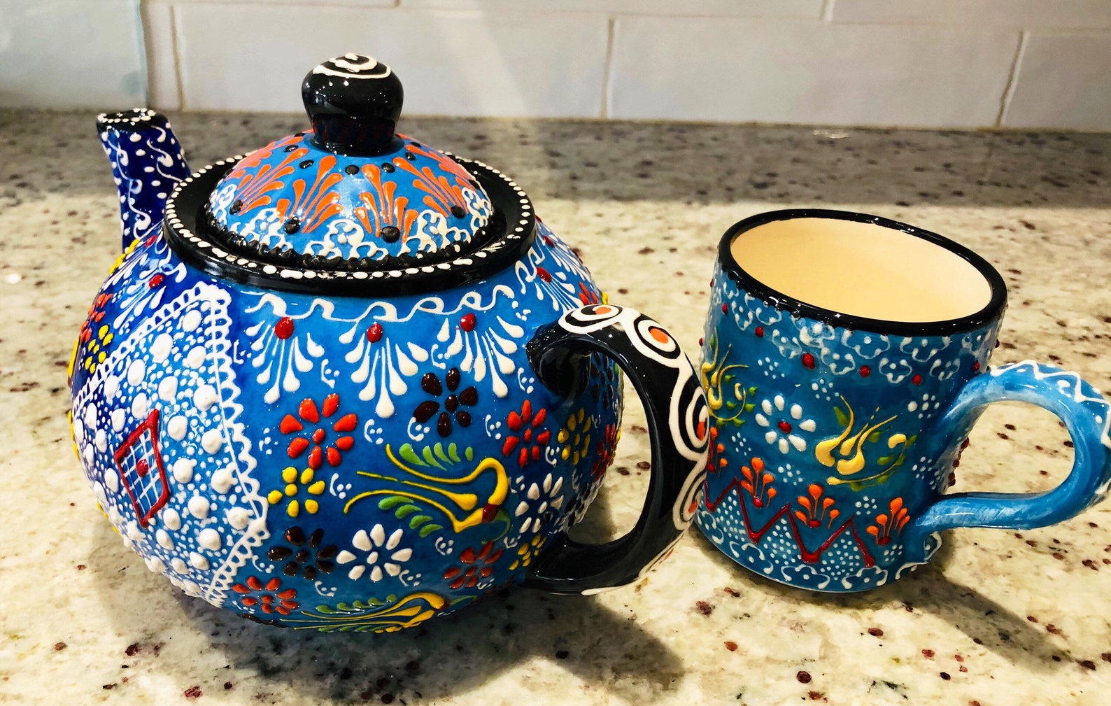 Large Turkish Ceramic Tea SetIznik Ceramic Tea set Turkish Etsy