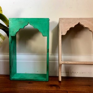 Indian Reclaimed Shelf, Arch Shelves Temple Shelf, Hand Painted Shelf, Handmade Shelf, Top Mihrab Vintage Shelf, Uk Seller