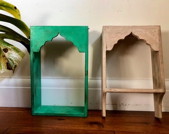 Indian Reclaimed Shelf, Arch Shelves Temple Shelf, Hand Painted Shelf, Handmade Shelf, Top Mihrab Vintage Shelf, Uk Seller