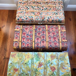 Large Hand Painted Folk Art Antique Vintage Metal  Trunk Blanket Box Japanned Travelling Trunks 19th Century Militar Trunk