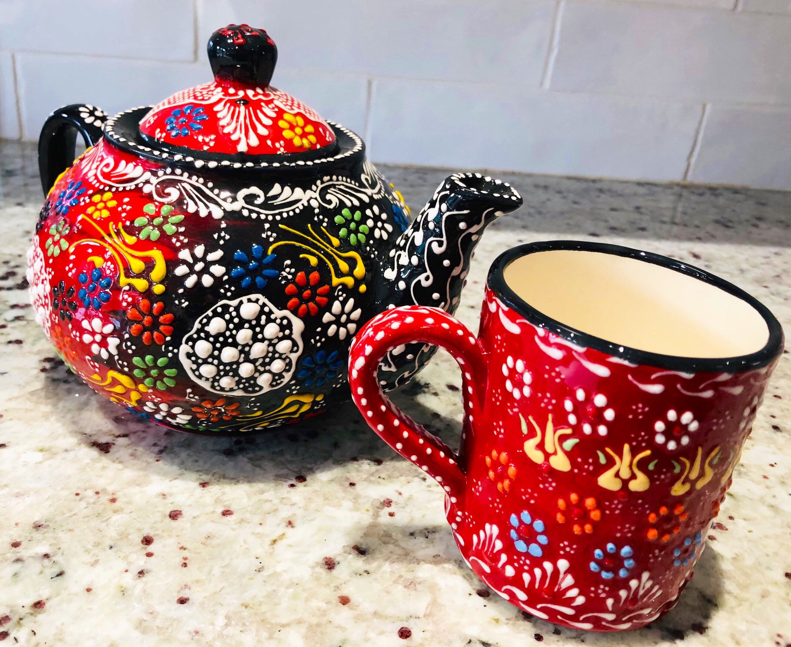 Large Turkish Ceramic Tea SetIznik Ceramic Tea set Turkish Etsy