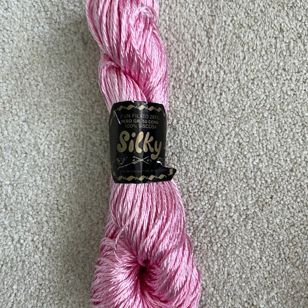 Zefil Silky yarn, Viscose, Rayon Yarn, Pink Yarn, Pink Rayon Yarn, from Italy,  Knitting Suppl, Crochet Supply, 5 Skeins Available, Same Lot