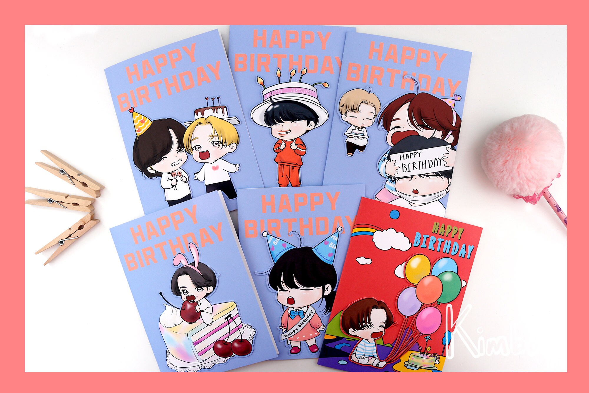 bts fanart birthday glossy card with big sticker by kimbap art etsy