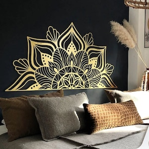 Gold Mandala Wall Art, Lotus flower wall art, Bedroom Wall Decor, Living room decor, Above bed decor, Bohemian Wall Hangings,  Home Decor