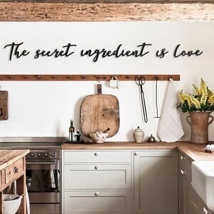 The Secret Ingredient Is Love Metal Wall Art, Metal Kitchen Sign, Cozy Kitchen Metal Wall Letters, Kitchen Wall Decor, Housewarming Gift, Kitchen Sign, Kitchen Wall Art, Gifts for her, Giftsfor mom, Kitchen Wall hangings, Gifts