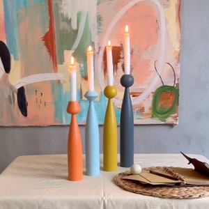 Handmade Candle Holders - Set of 4  Wood Candlestick Holders, Unique Candle Holder, Home Decor, Wooden candle holder, Wedding Decor