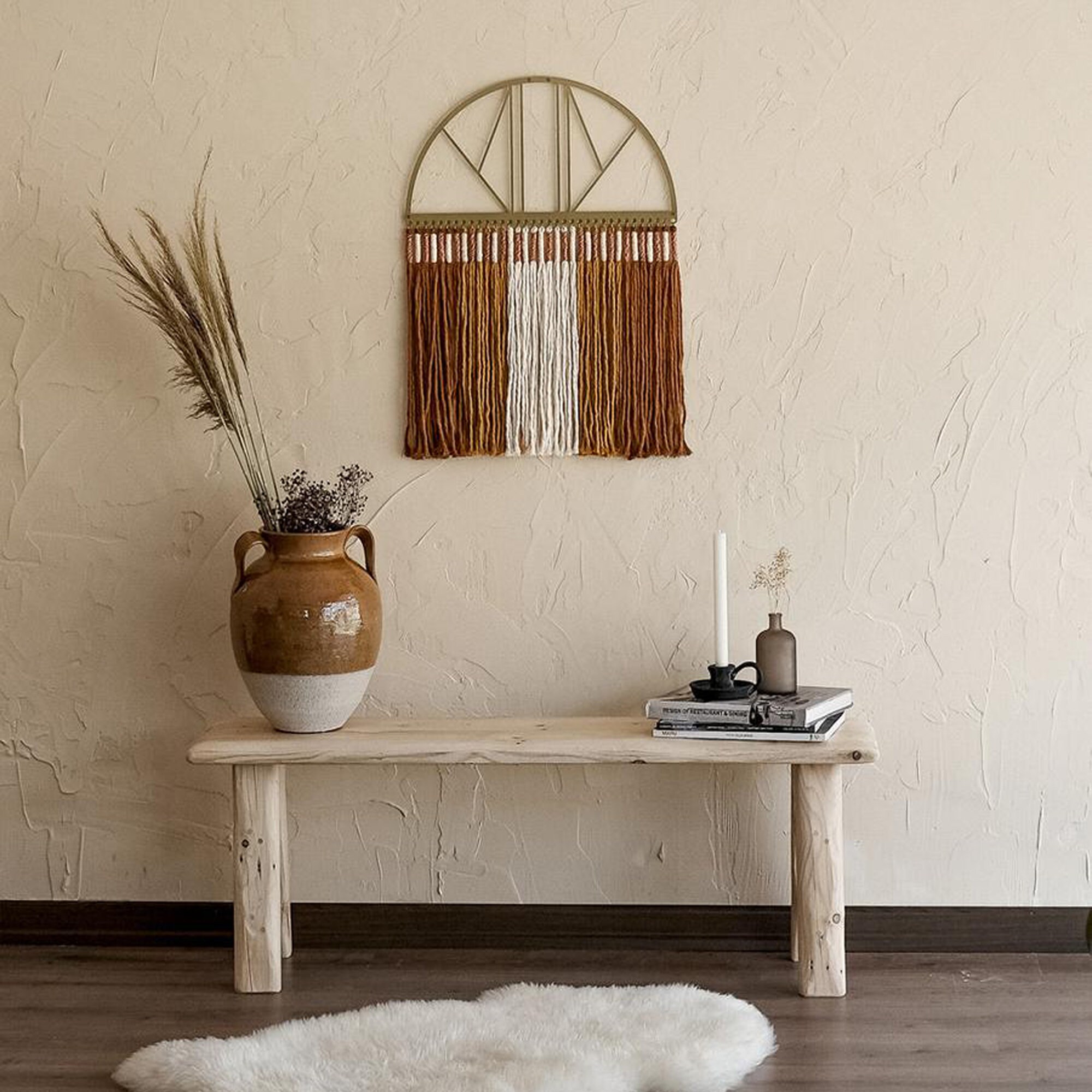 Boden Metal Macrame - Tête de Lit en Macramé, Décoration d'art Mural Géométrique, Grande Tenture Mur