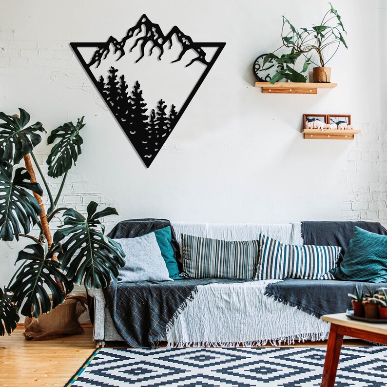 Metal Wall Art Large Wall Art Mountains Mountain Wall Etsy