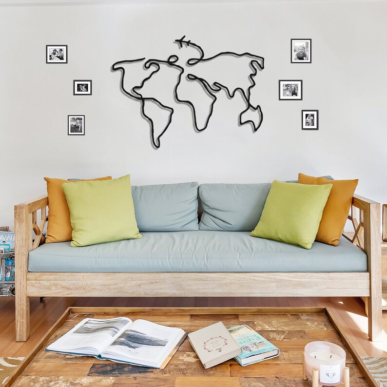 Metal World Map Metal Wall Art World Map Wall Art Etsy