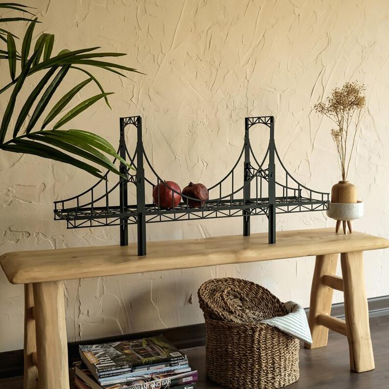 Metal Bridge Shelf Metal Wall Decor Bridge Shelving Wall Etsy