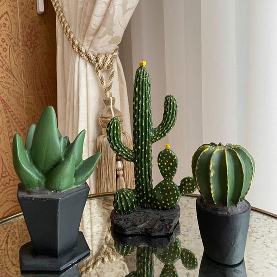 Escultura de cactus Conjunto de 3, Regalos para el hogar, Decoración de  cactus, Decoración moderna del