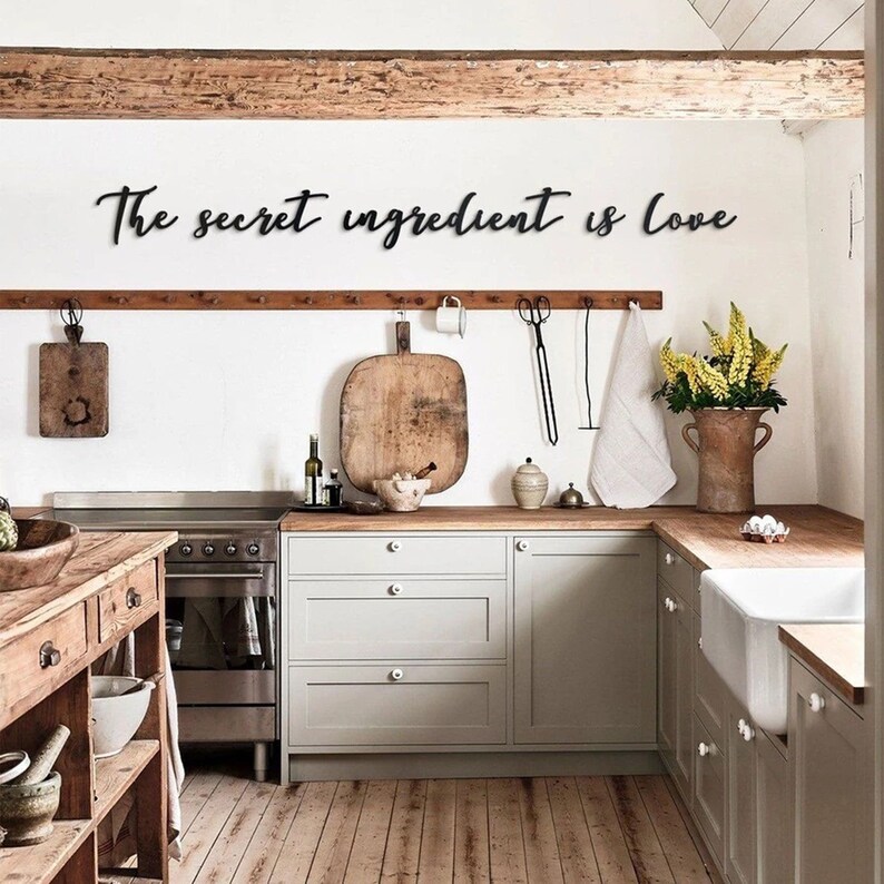 The Secret Ingredient Is Love Metal Wall Art, Metal Kitchen Sign, Cozy Kitchen Metal Wall Letters, Kitchen Wall Decor, Housewarming Gift, Kitchen Sign, Kitchen Wall Art, Gifts for her, Giftsfor mom, Kitchen Wall hangings, Gifts