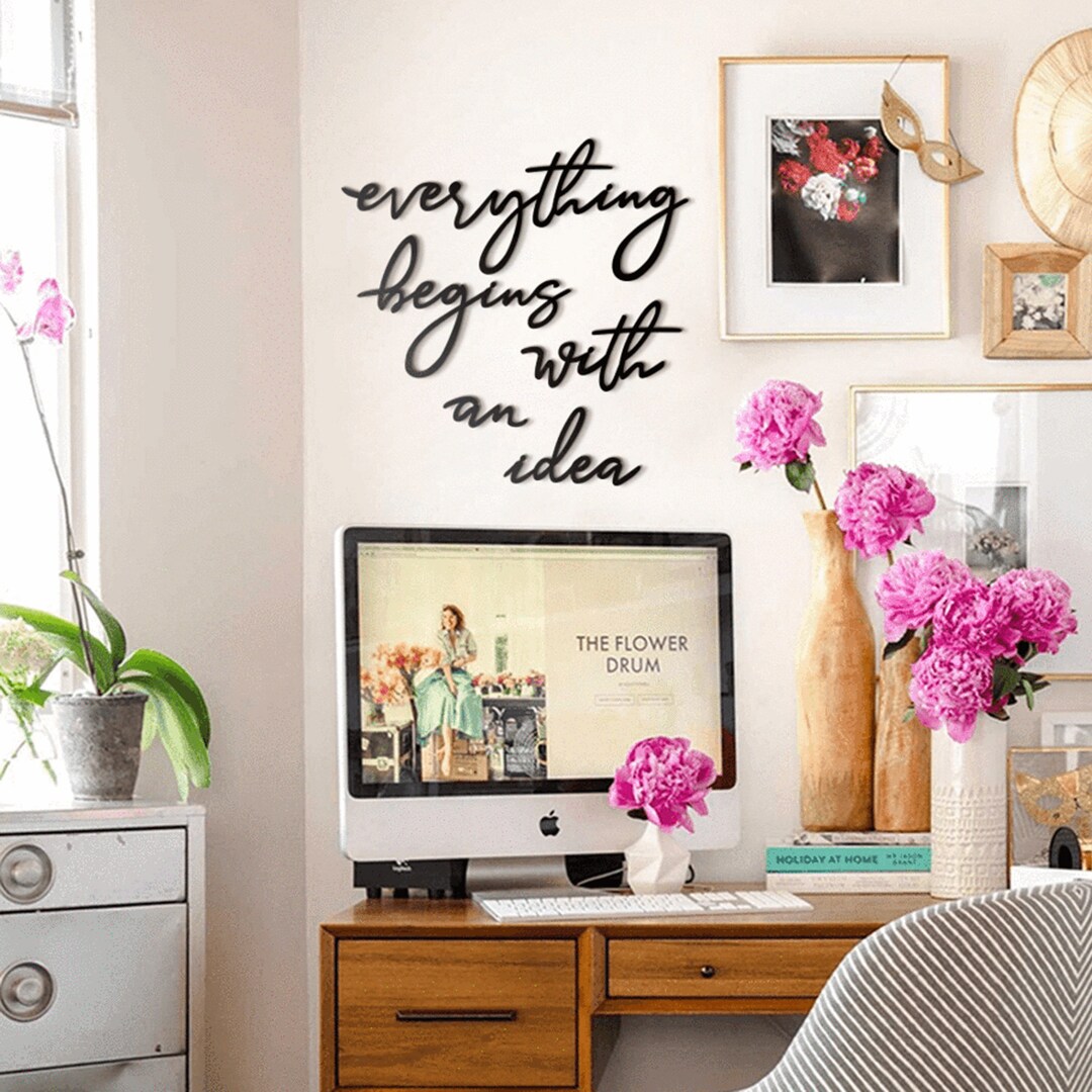 Everything Begins With an Idea Metal Wall Art, Metal Wall Letters, Metal Wall Decor, Metal Wall