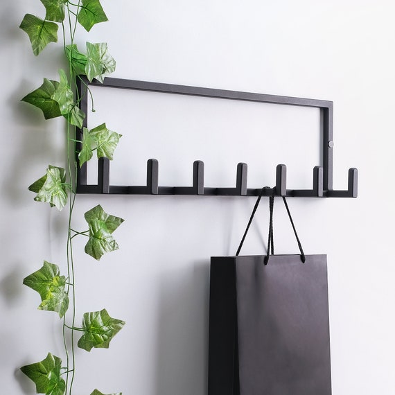 New York City View Metal Key Holder Black Coat Rack Wall Mount with 10 Hooks  Decorative Coat Hooks for Towel Clothes Hat Entryway Bathroom Kitchen 