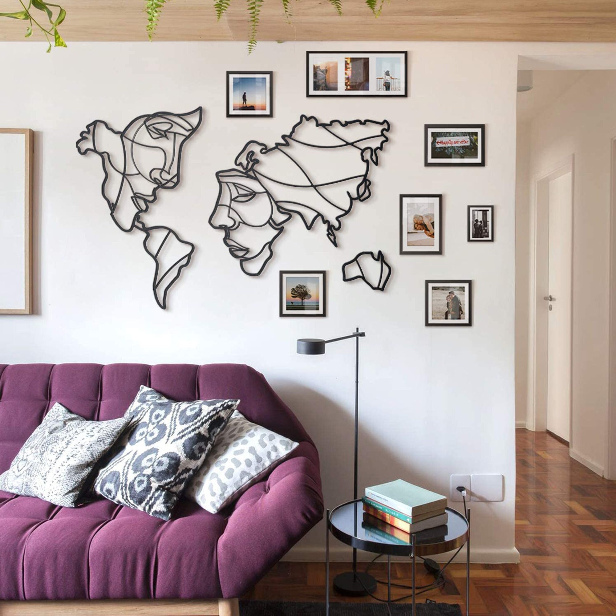 Carte Du Monde en Métal, Décoration Murale Art Mural d'intérieur, Carte Wall Art,