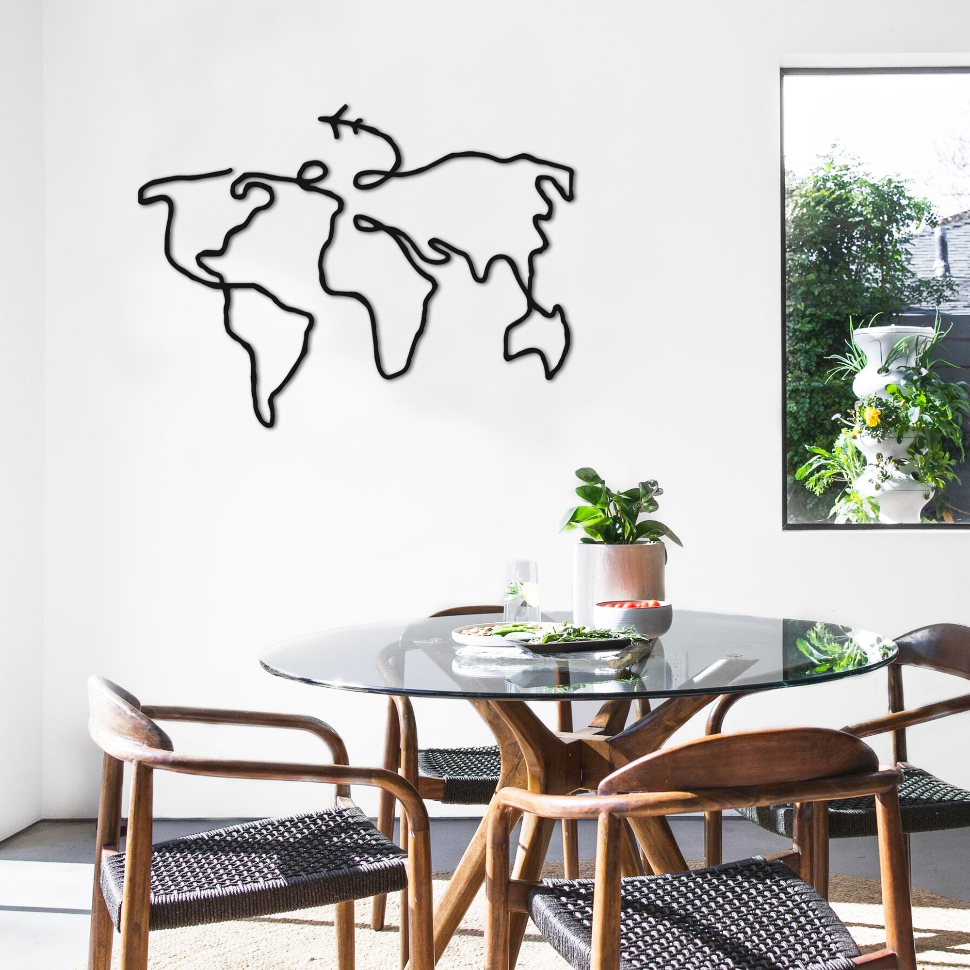 Metal World Map Wall Art World Map No Borders World Map | Etsy