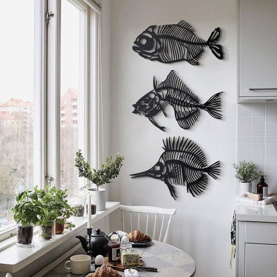 XL Metal Fish Wall Art Metal Wall Art, Fish Wall Art, Fish Family Wall Art,  Bathroom Wall Decor, Housewarming Gift, Nautical Wall Decor -  Canada