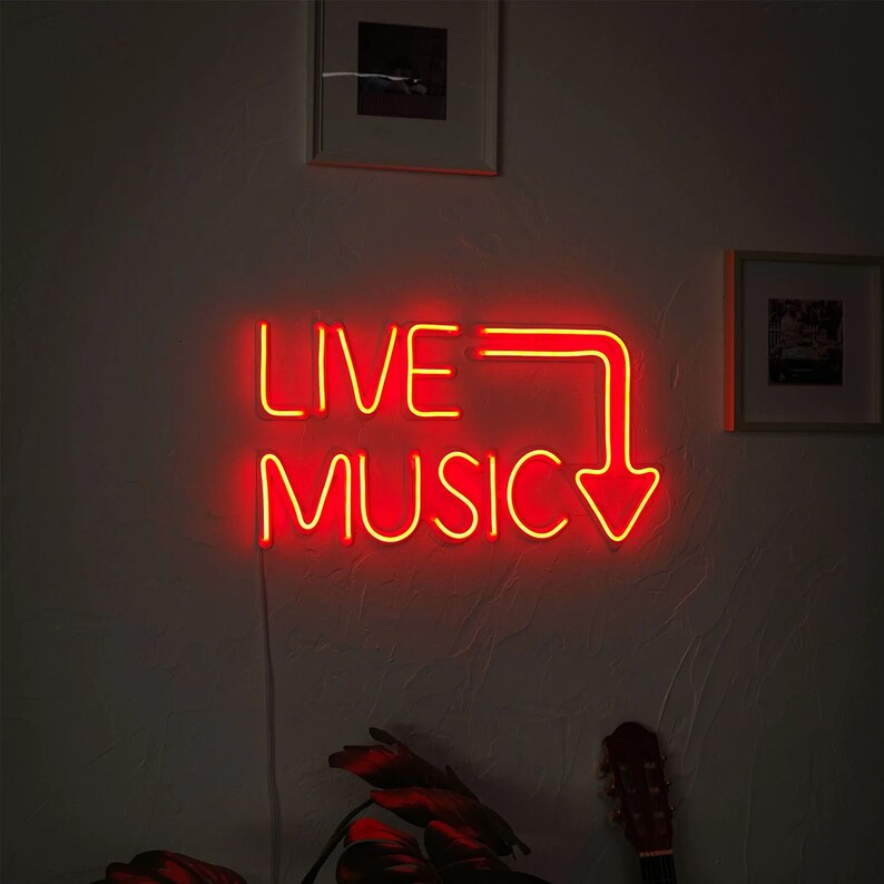 Live Music Neon Sign Neon Sign Neon Led Home Decor Music Etsy
